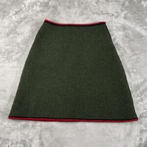 Miu Miu Green Knit Mini Skirt Red Trim Made In Italy Women’s IT 38 XS NWT